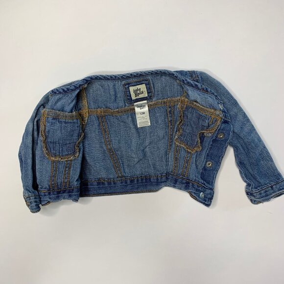Vintage Baby B'gosh Girls Size 12M Crop Top Jean Jacket Denim Logo Pockets - Picture 6 of 8